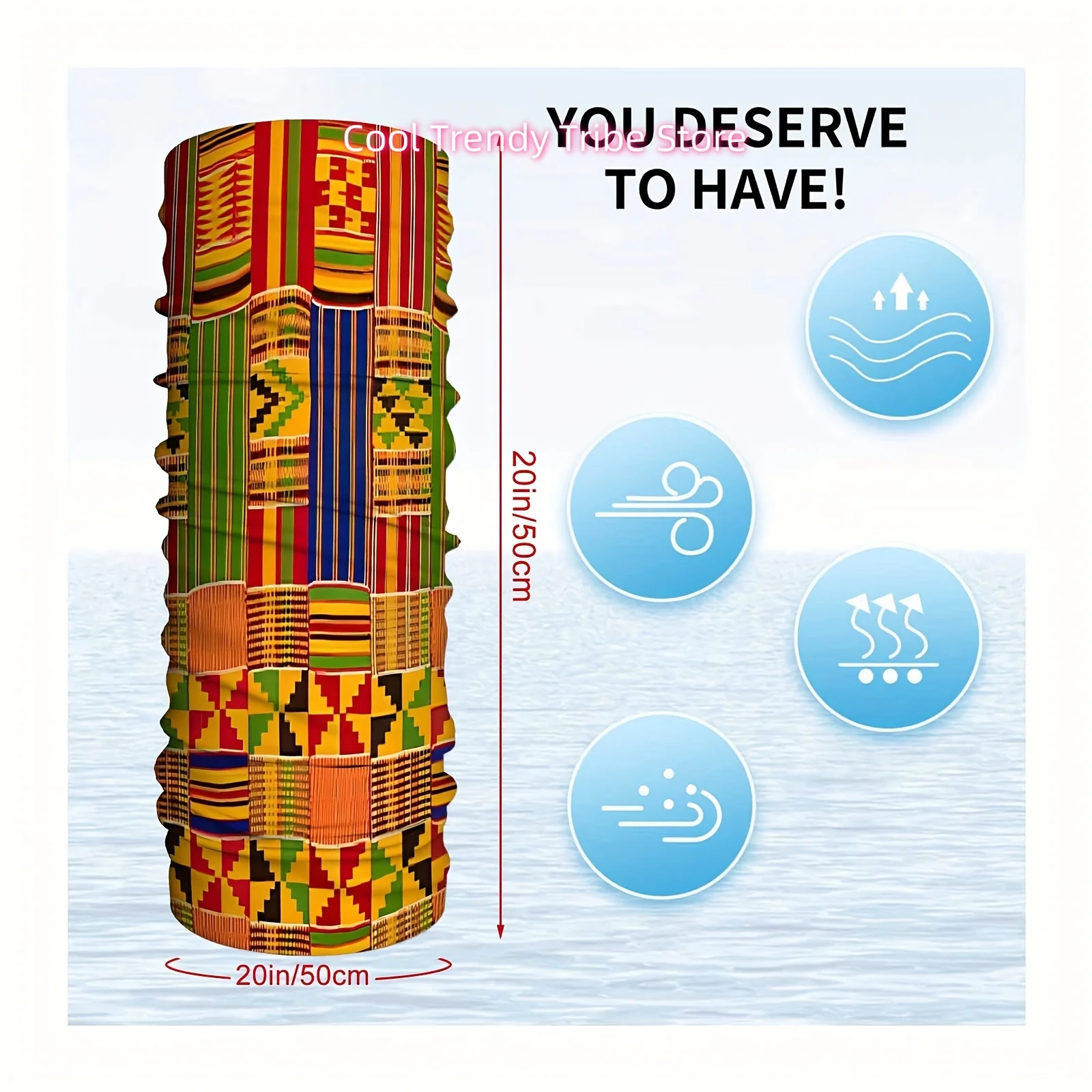 African, Kente Cloth, Patterned Fabric Multi Functional Print Scarf Men Women Unsix Mask Neck Mask Holiday Events Gifts for Frie