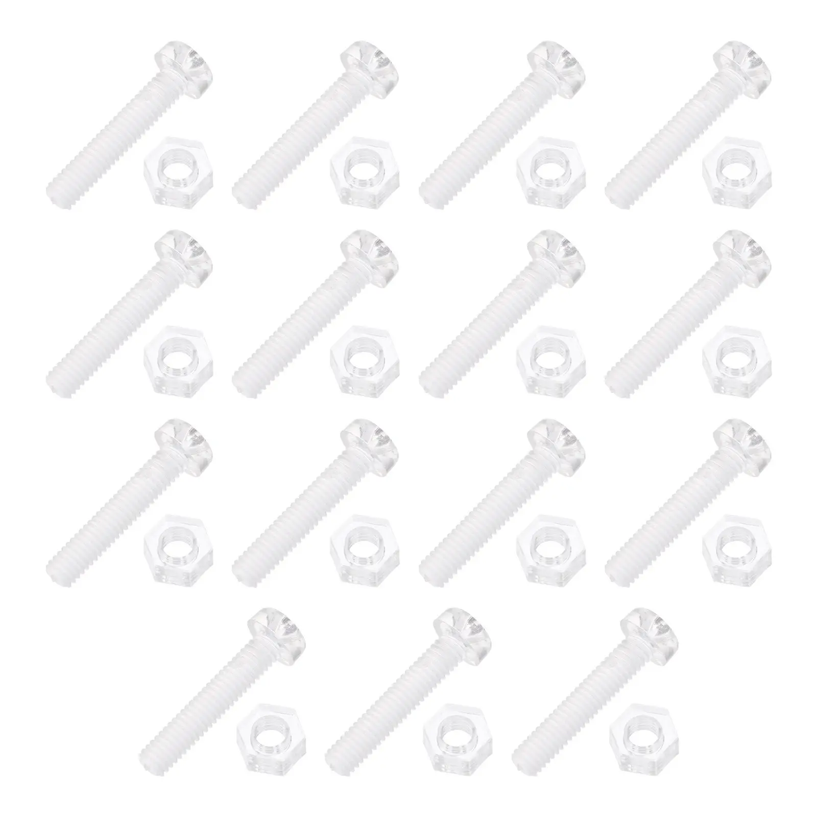 30Pcs Acrylic Mounting Screws Transparent Bolts Nuts Kit Professional Hand Tighten Fasteners for Acrylic Panels Signs and DIY