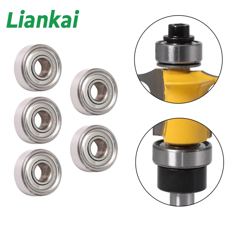 Durable Steel Bearings Accessories Kit Fits for Router bits Heads and Shank Top Mounted 1/2, 3/8, 3/4 Bearing & Stop Ring