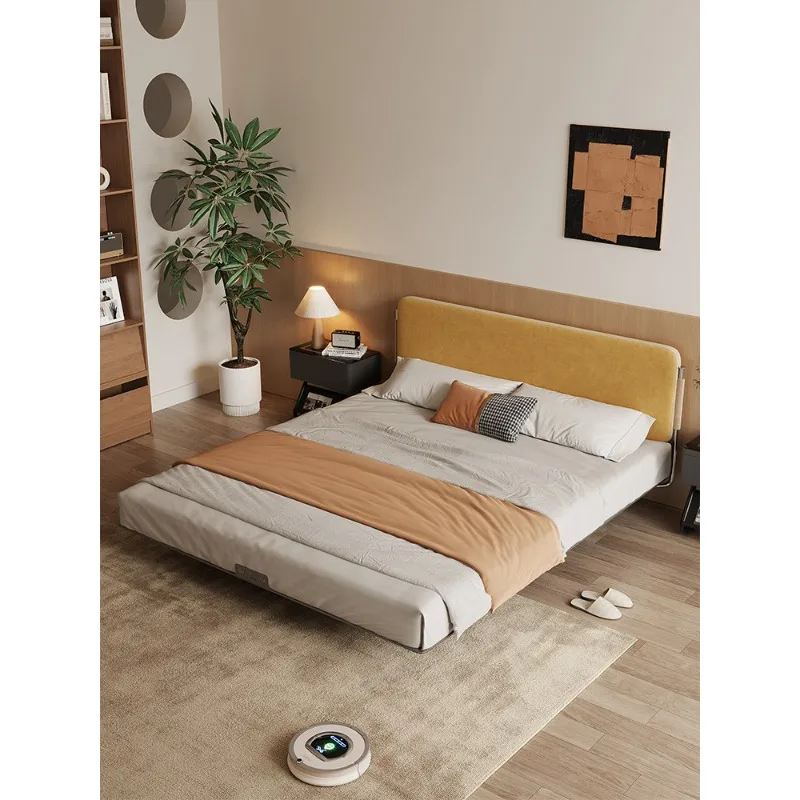 Carbon steel suspended bed frame small apartment bedroom wabi sabi cream wind glue-free wrought iron bed frame