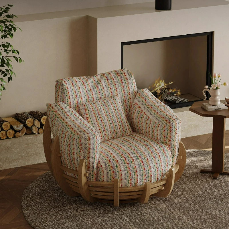 

Sofa chair removable and washable fabric dopamine wind super soft down lazy rotatable single leisure swivel chair