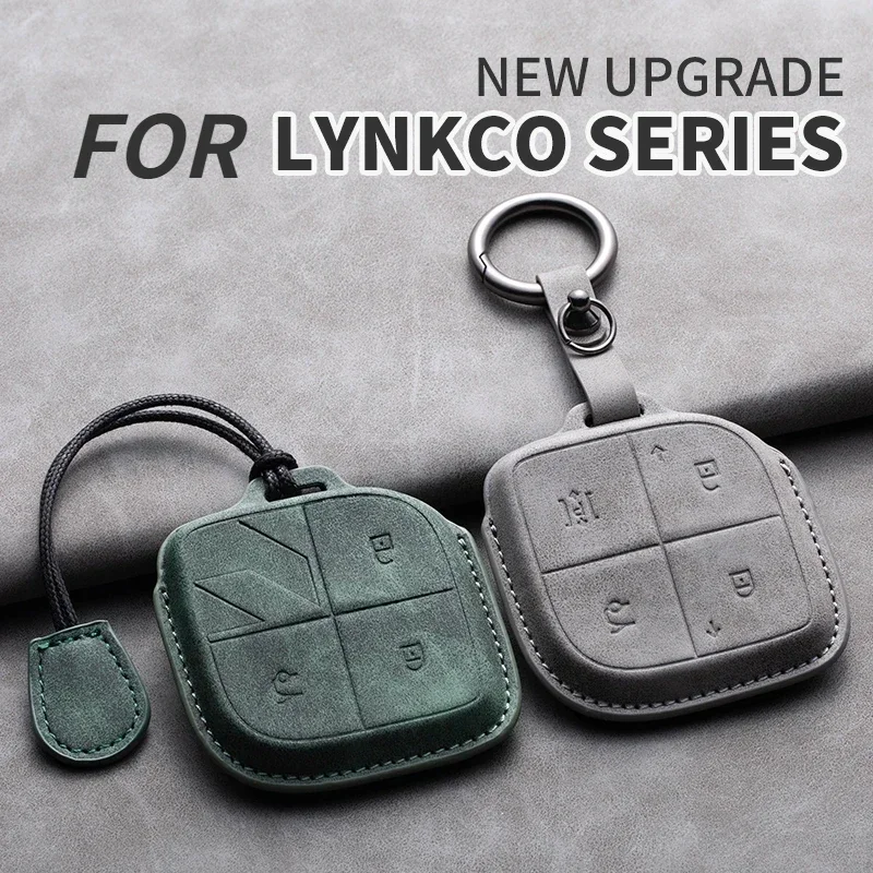 For LYNK&CO Leather Car Remote Key Case Cover 08 2022 2023 2024 LYNK CO 08 for LYNKCO 01 02 03 05 06 09 Protector Fob Keychain