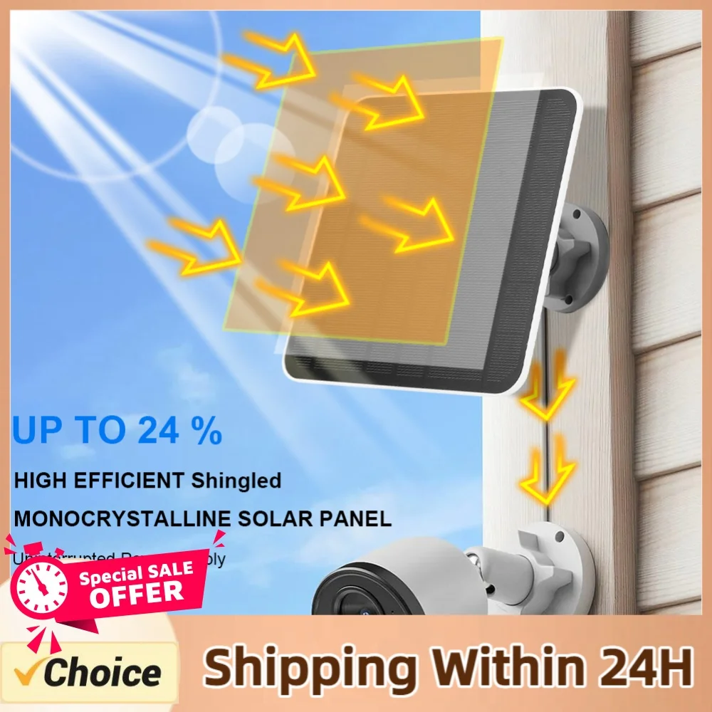 5V 6W Solar Panel Micro USB & USB-C Port Power Supply 360°Adjustable Mounting for Camera for Eufycam 3/3C/2/2C/2 Pro