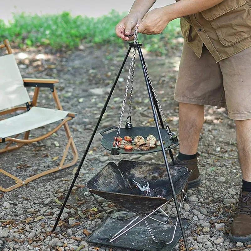 Camping Pot Holder Stand Portable Cooking Tripod Pot Holder Aluminum Alloy Outdoor Picnic BBQ Plate Bracket For Camping Supplies