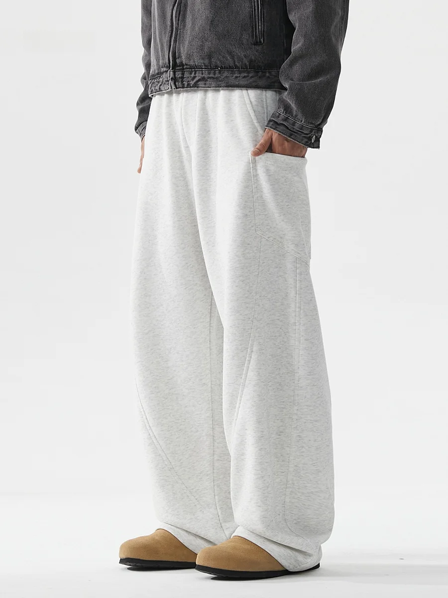 

Wmnm Men's Loose Wide Leg Pants ey Casual Long Trousers Autumn Faion Brand 340g Heavy Du Knife Loose Fit Trousers