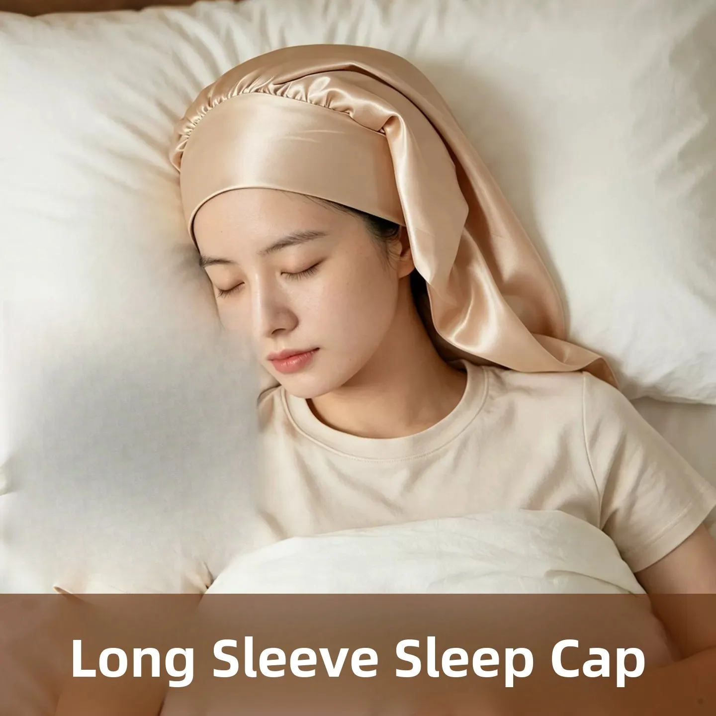 Silk Long Tube Sleep Cap for Women Postpartum Hair Cap Home Use Anti-Tangle Hair Cover Air Conditioning Autumn Winter