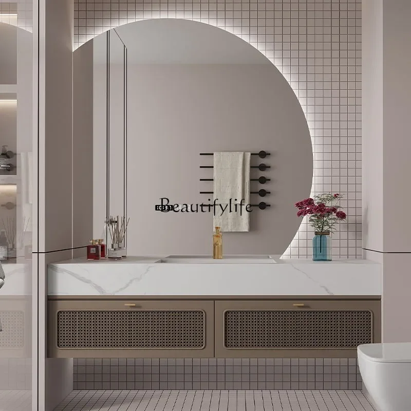 

pg46Rattan rock slab bathroom cabinet combination bathroom hand wash face washstand bathroom cabinet