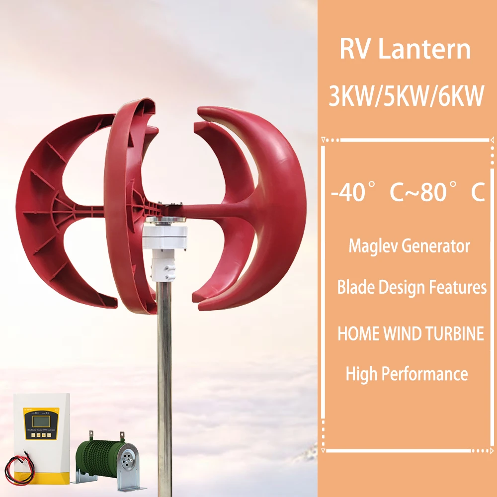 5000w 3kw Vertical Wind Turbine Generator 48V 24V Free Energy Magnetic Dynamo Strong Power 220v Inverter Output For Home Use