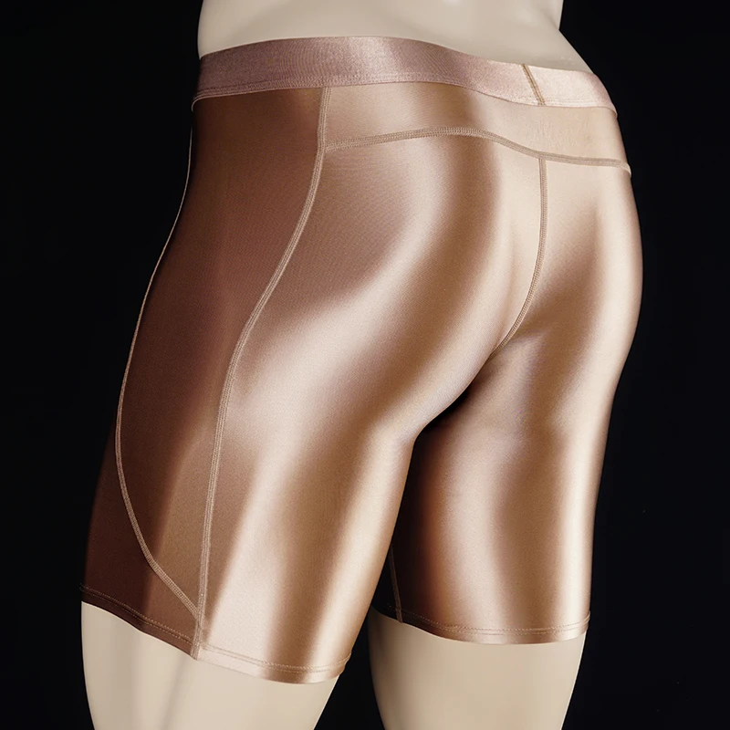 Satin Shiny Glossy Sexy Fitness Shorts Sports Training Quick Dry Running Tight Compression Pants for Men Hotpants Pole Dance