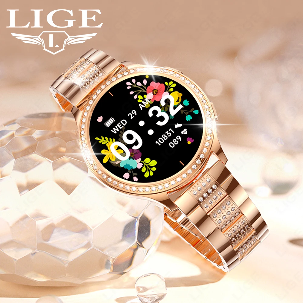 LIGE Fashion Bluetooth Call Smart Watch Women Physiologic Function Sports Bracelet Waterproof Custom Dial New Smartwatch Ladies