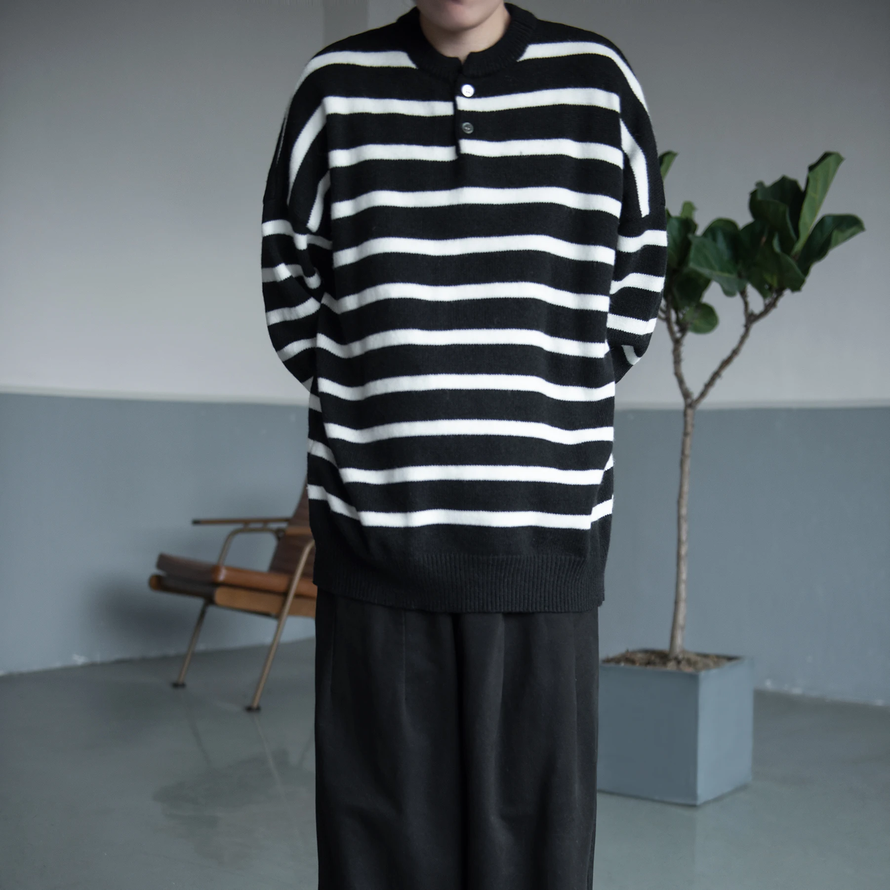 

Женский облегающий вязаный свитер LIFE на осень-зиму с длинным рукавом, тонкий хлопковый топ в черно-белую полоску для уличного стиля