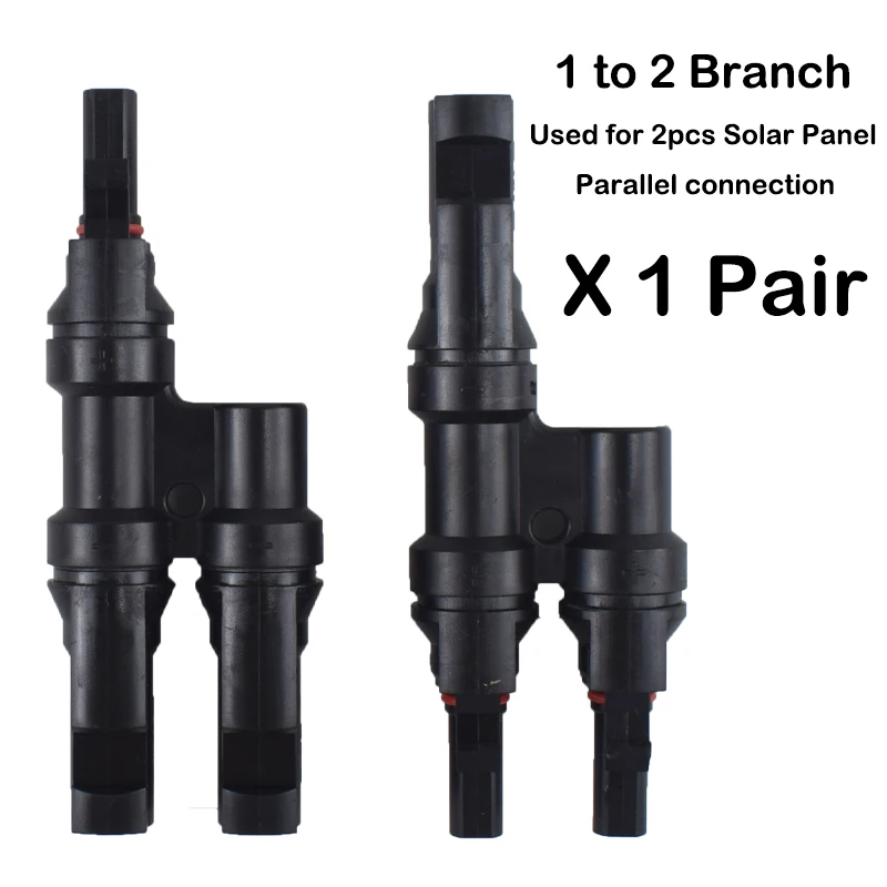 1 Pair IP67 Solar PV Connector Approved 2 to 1 T Branch Male And Female Solar 100% PP0 Parallel DIY Solar Kits System