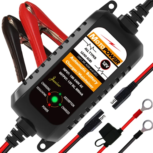 Imagen 1 del producto MOTOPOWER-cargador de batería para coche y motocicleta, mantenimiento automático inteligente, 12V, 800ma