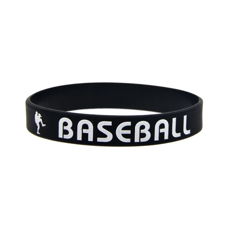 50 Stück schwarze Baseball-Silikonarmbänder, sportliche, inspirierende Armbänder, motivierendes Accessoire, Armreif – Detail 2
