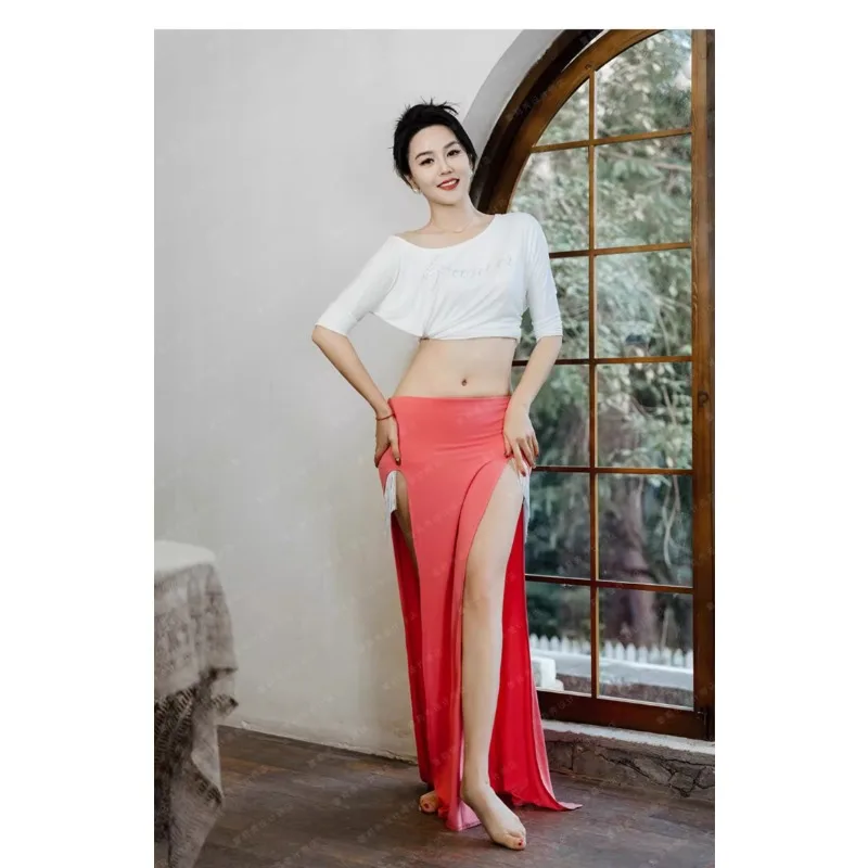 

Customized Tassel Short Skirt Top Sexy Belly Dance Skirt Practice Performance Costume Exotic Dancewear Indian Clothes Women