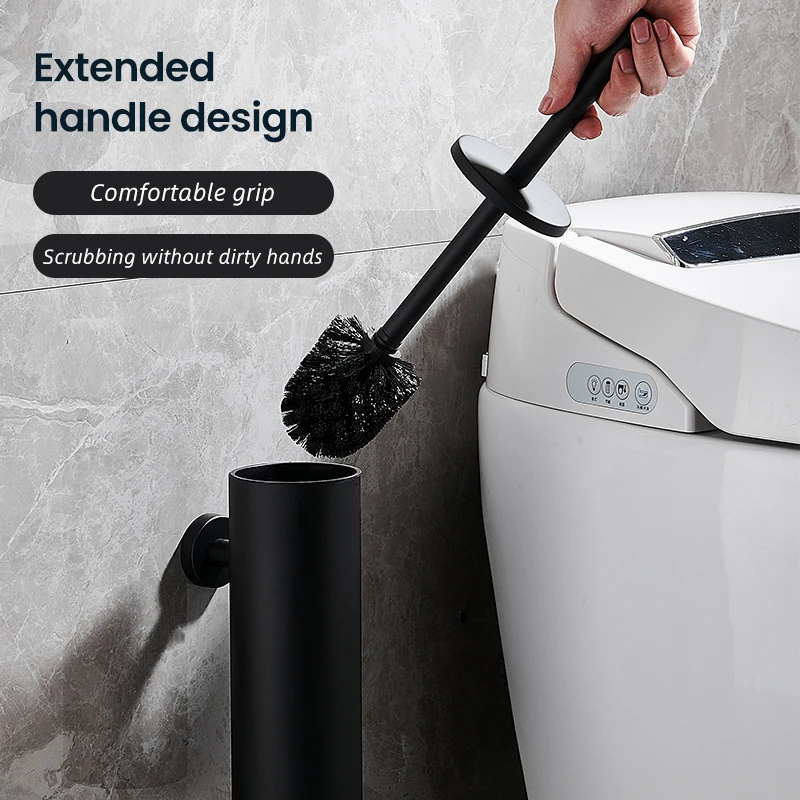 Stainless Steel Bathroom Toilet Brush Holder Accessories Black Toilet Brush Wall Mounted WC Cleaner Brush FR07