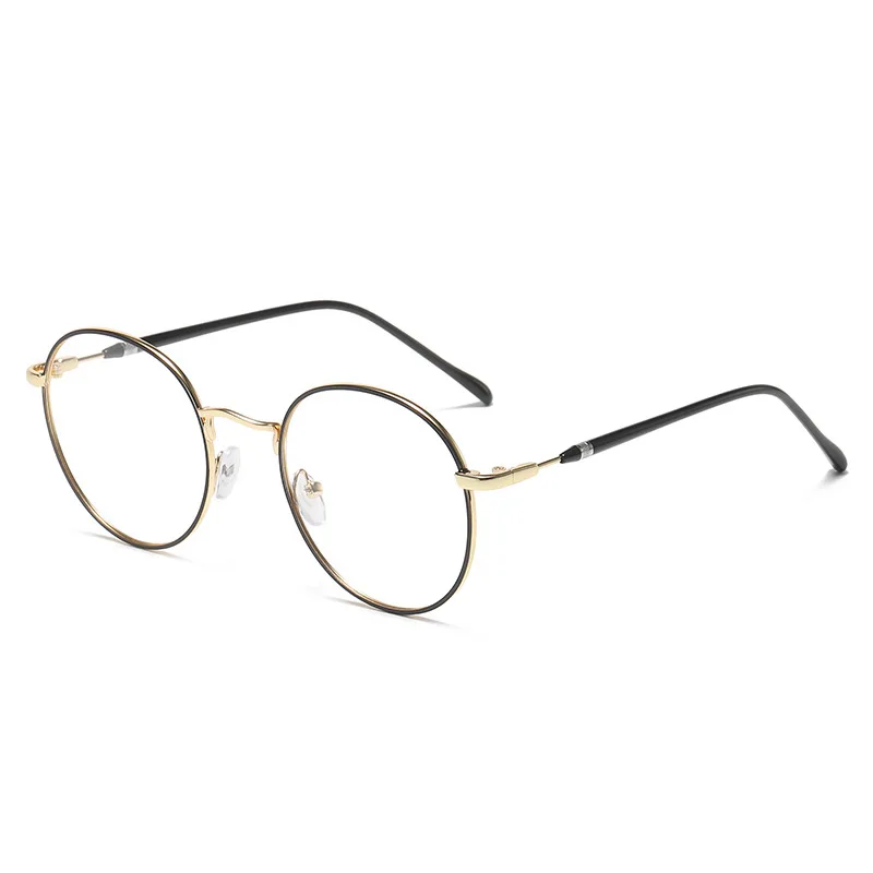 New Round Photochromic Glasses Metal Eyeglass Frame for Men and Women Universal Anti Blue Light Flat Clear Glasses