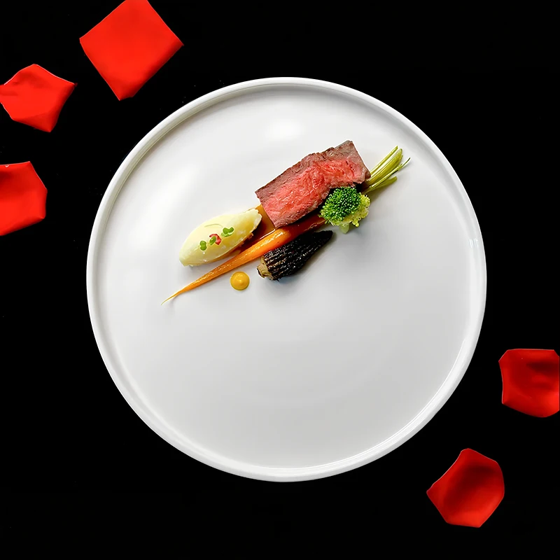 Einfachheit reine weiße Keramik Hauptschale Teller Restaurant Küche spezielles Geschirr Teller Spaghetti Steak Sushi Teller