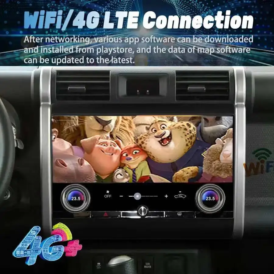 Android 14 GPS Navigation Stereo Car Radio For Toyota FJ Cruiser J15 2007-2020 RDS BT Multimídia Player QLED Auto Carplay 4G HU