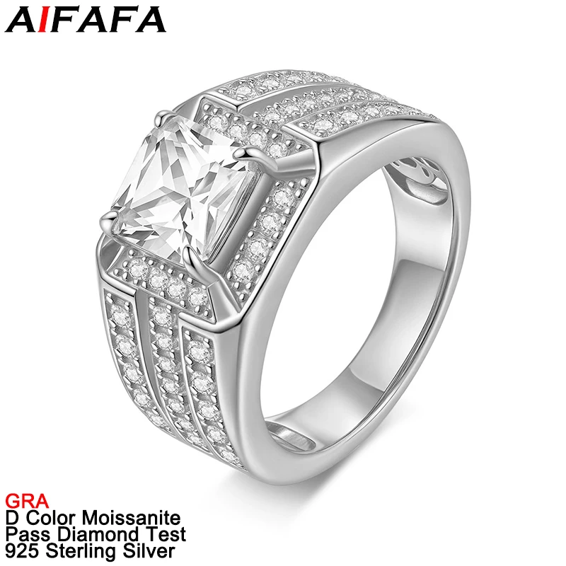 

Princess Cut 2.5 Carat Real Moissanite Diamond Rings for Men Women s925 Silver Square Moissanite Ring Plate 18k Fine Jewelry