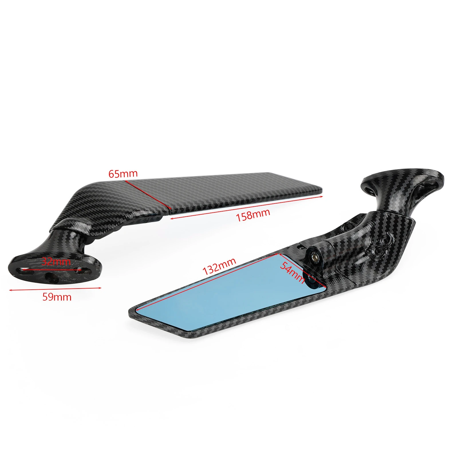 Areyourshop Wing Fin Spoiler Side Rearview Mirrors for Honda CBR300R CBR500R 2013-2023