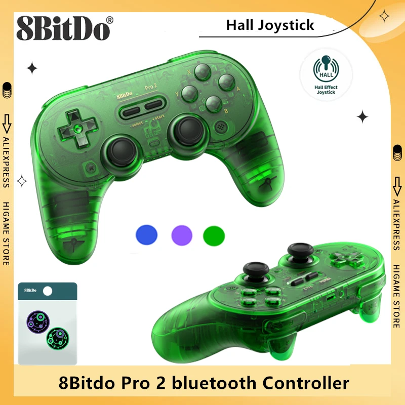 8Bitdo Pro 2 Gaming Controller Designed with Switch, Windows, Steam Deck, Android and Raspberry Pi Gamepad Hall Joystick New