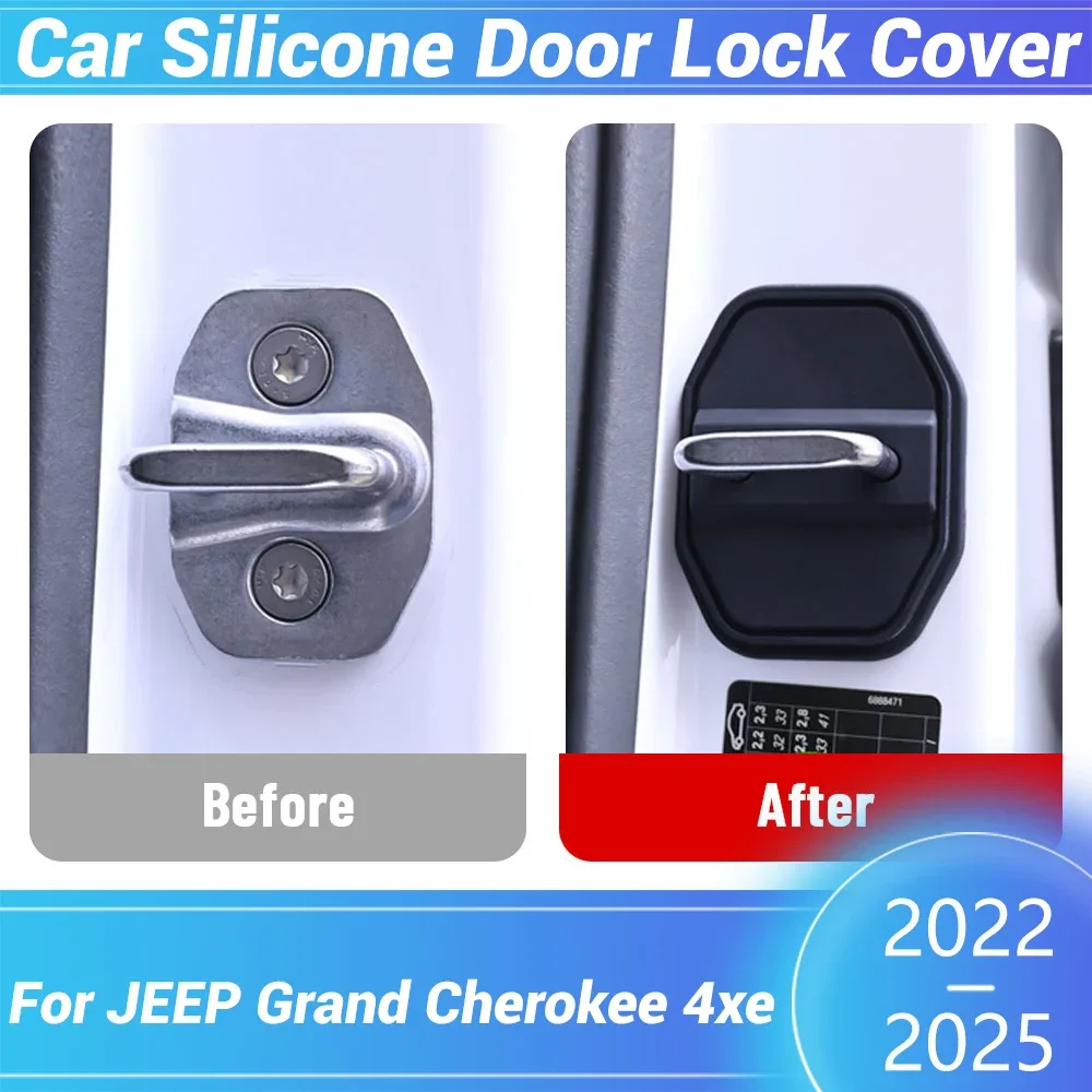 Car Door Lock Silicone Buckle Protector Cover For JEEP Grand Cherokee 4xe 2022-2025 Car Door Latch Anti-collision Accessories