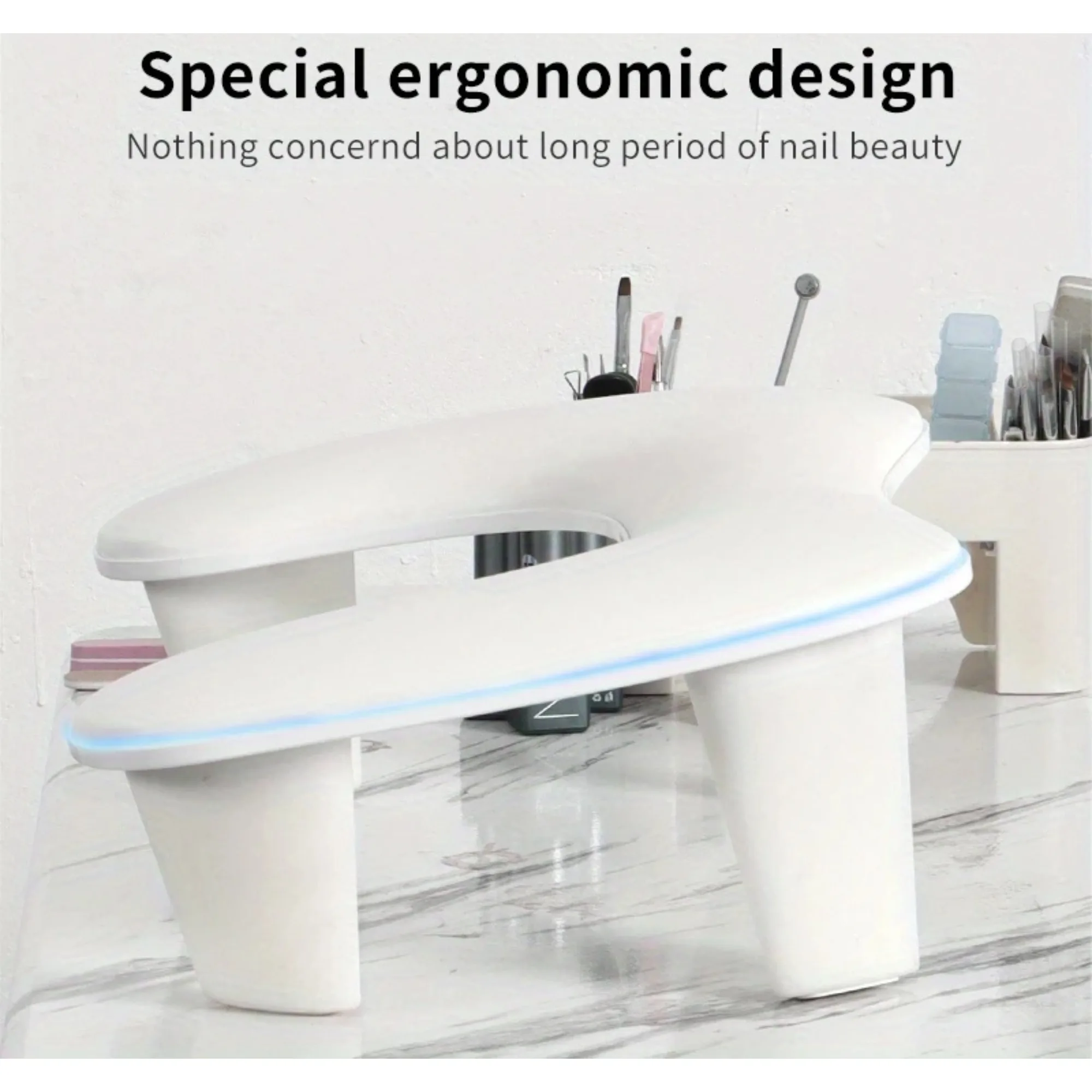 전문 네일 아트 핸드 필로우 – 인체공학적 기울기 매니큐어 쿠션, PU 가죽 및 나무 베이스, 살롱용