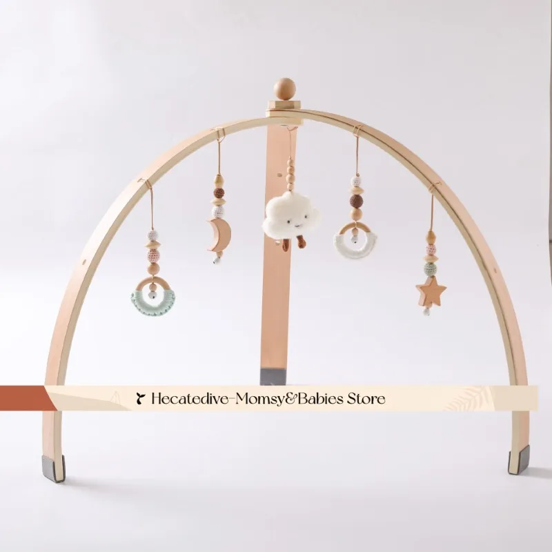 【Super Teile】 Babygymnastik aus Naturholz mit hängendem Spielzeug, dreieckiges Babygymnastik mit Wolke, mobiles Babyartikel, kleines Ding