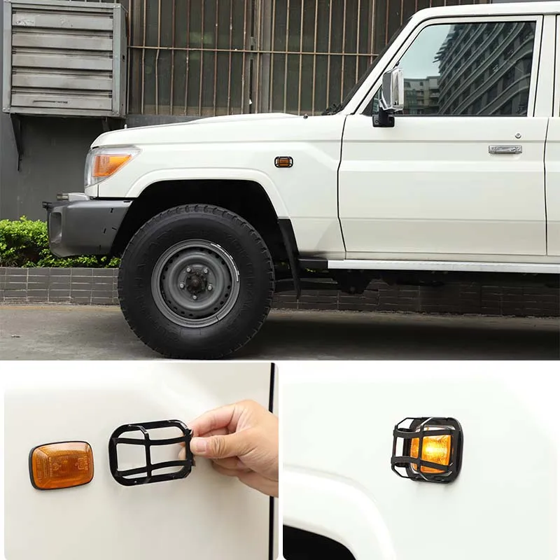 

Car Front turn signal light Cover For Toyota Land Cruiser LC76 2007+ Carbon Steel Black Tail Lamp Frame Auto Accessories