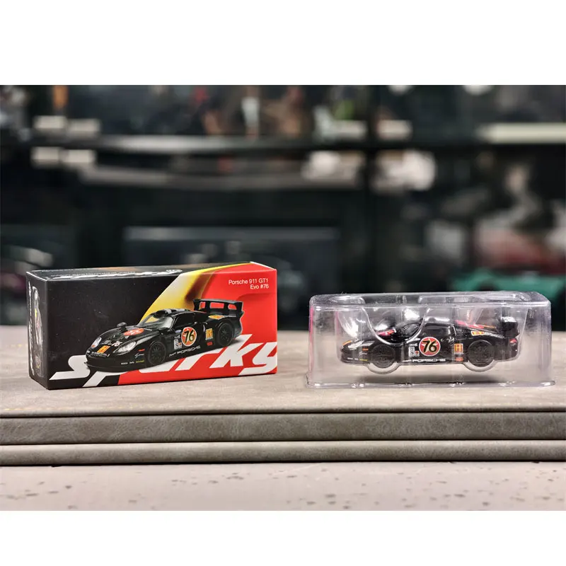 Spark Diecast in scala 1/64 Porsche modello di auto in lega Porsche 911 GT1 EVO Veicoli da gioco Giocattoli per ragazzi Scatola originale