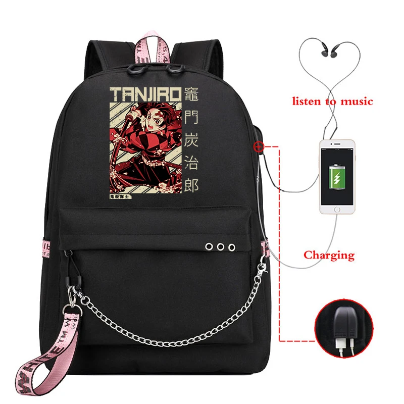 

Kpop Demon Slayer Anime Men's Backpack Trendy School Bag for Teenager Boys Large Capacity Teens Travel Casual Bags Demon Slayer