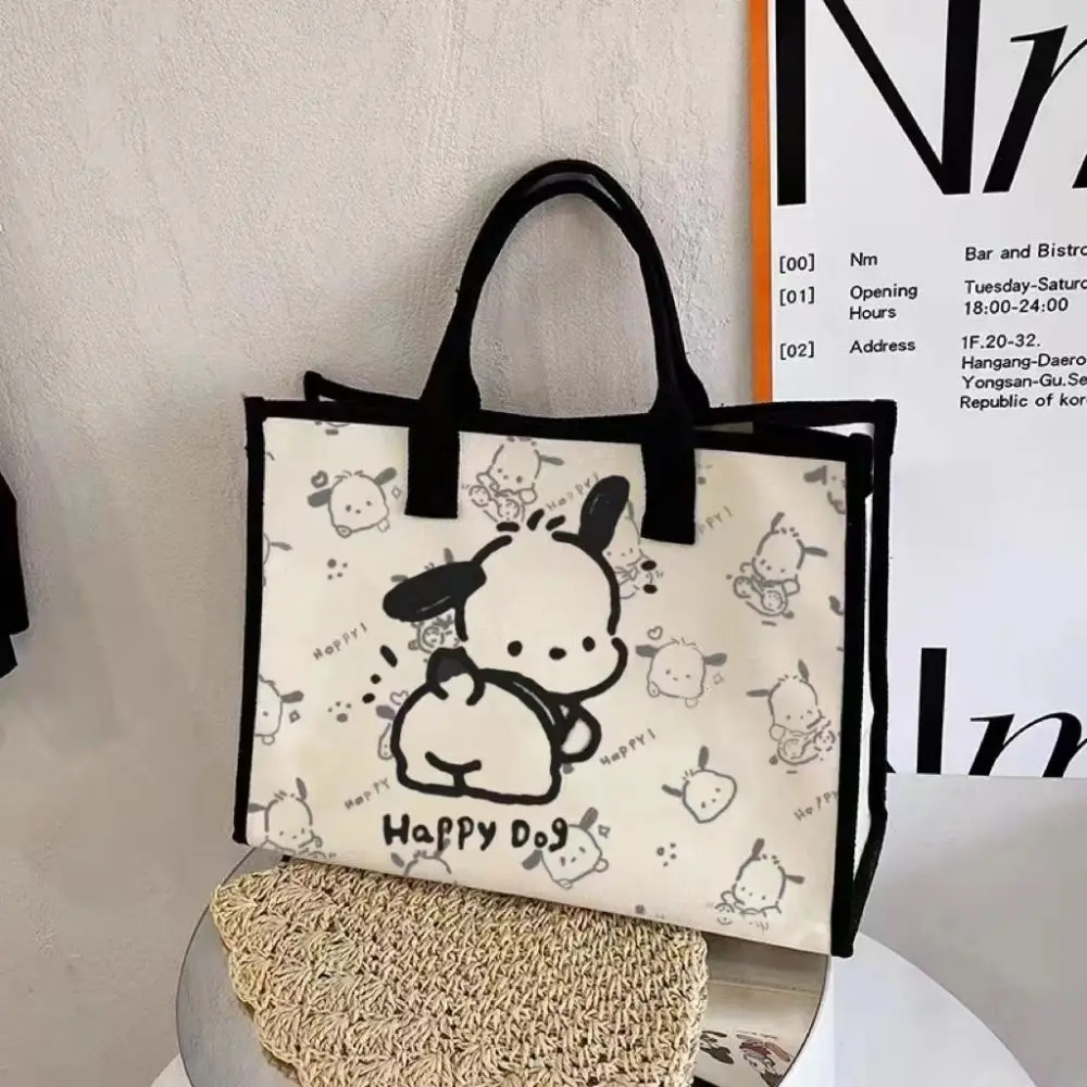 Sanrio Anime Pochacco Handbag Canvas Crossbody Bags for Women Fashion Crossover Purse Cotton Shoulder Bag Tote Messenger