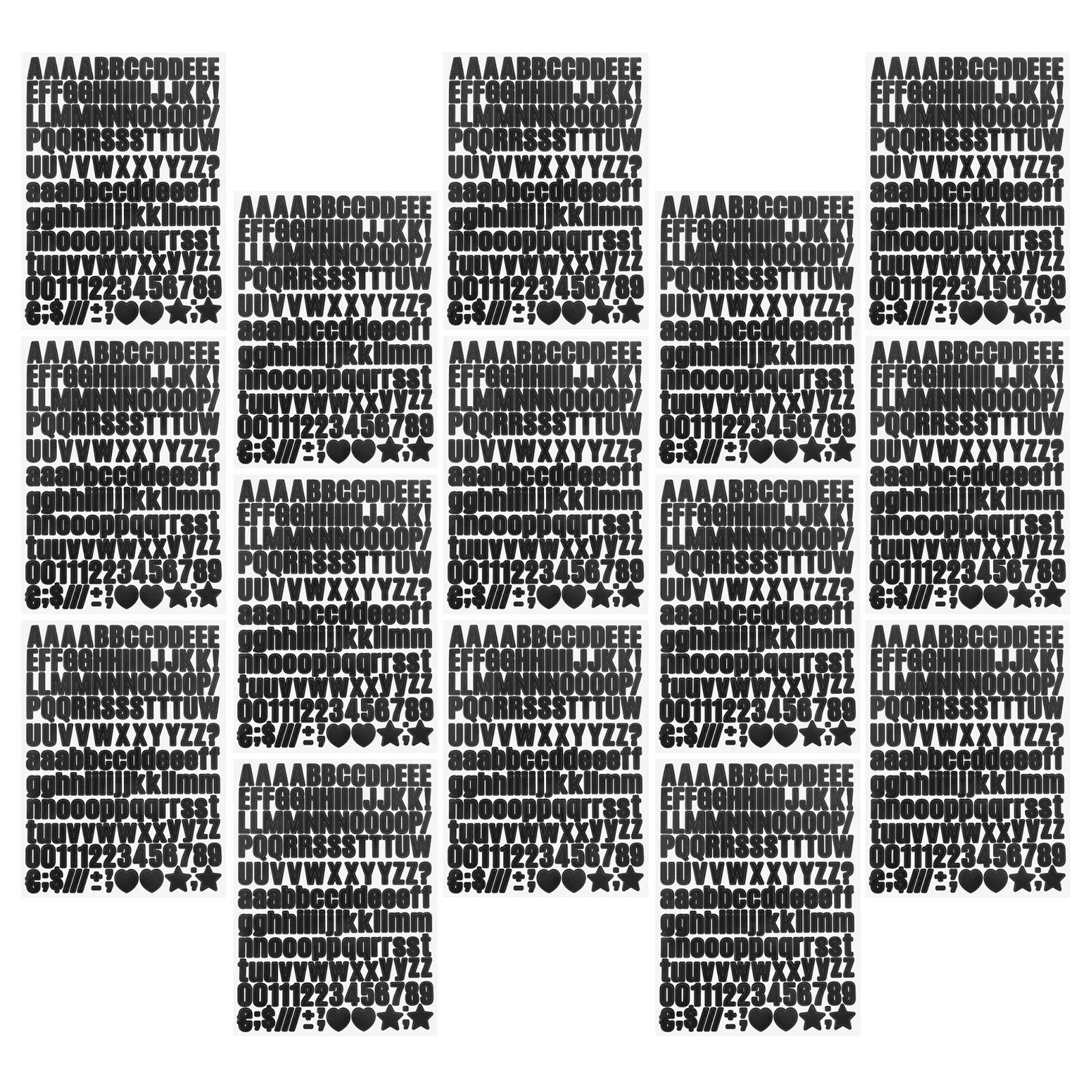 

15 Sheets Waterproof Vinyl Alphabet Stickers Black Letters Numbers 0.5inch Mini Self Adhesive for Crafting Labeling Water