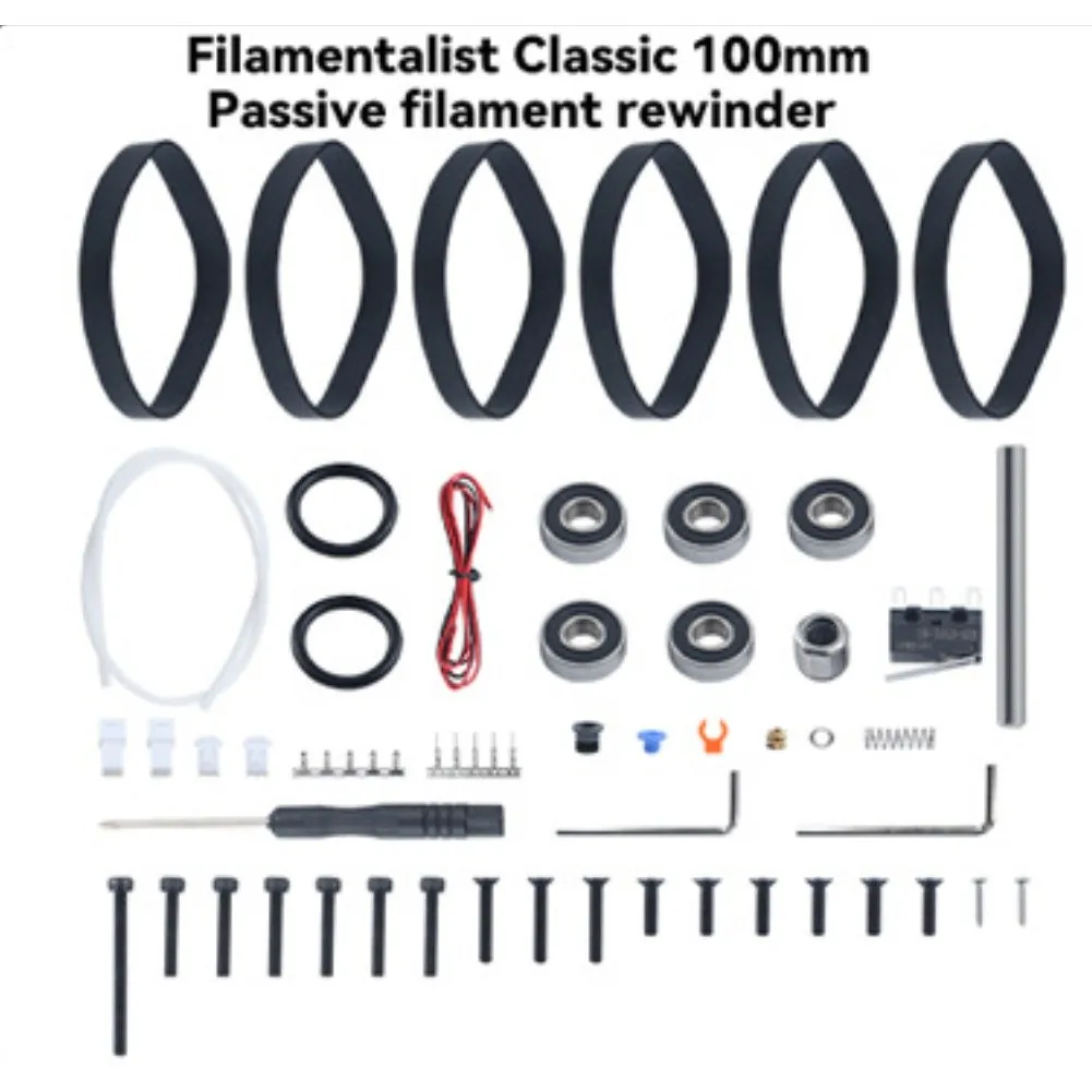 Passive Filament Rewinder with Fast-Detach Buckle and Adjustable Rollers for Filamentalist Classic Multi-Material Applications
