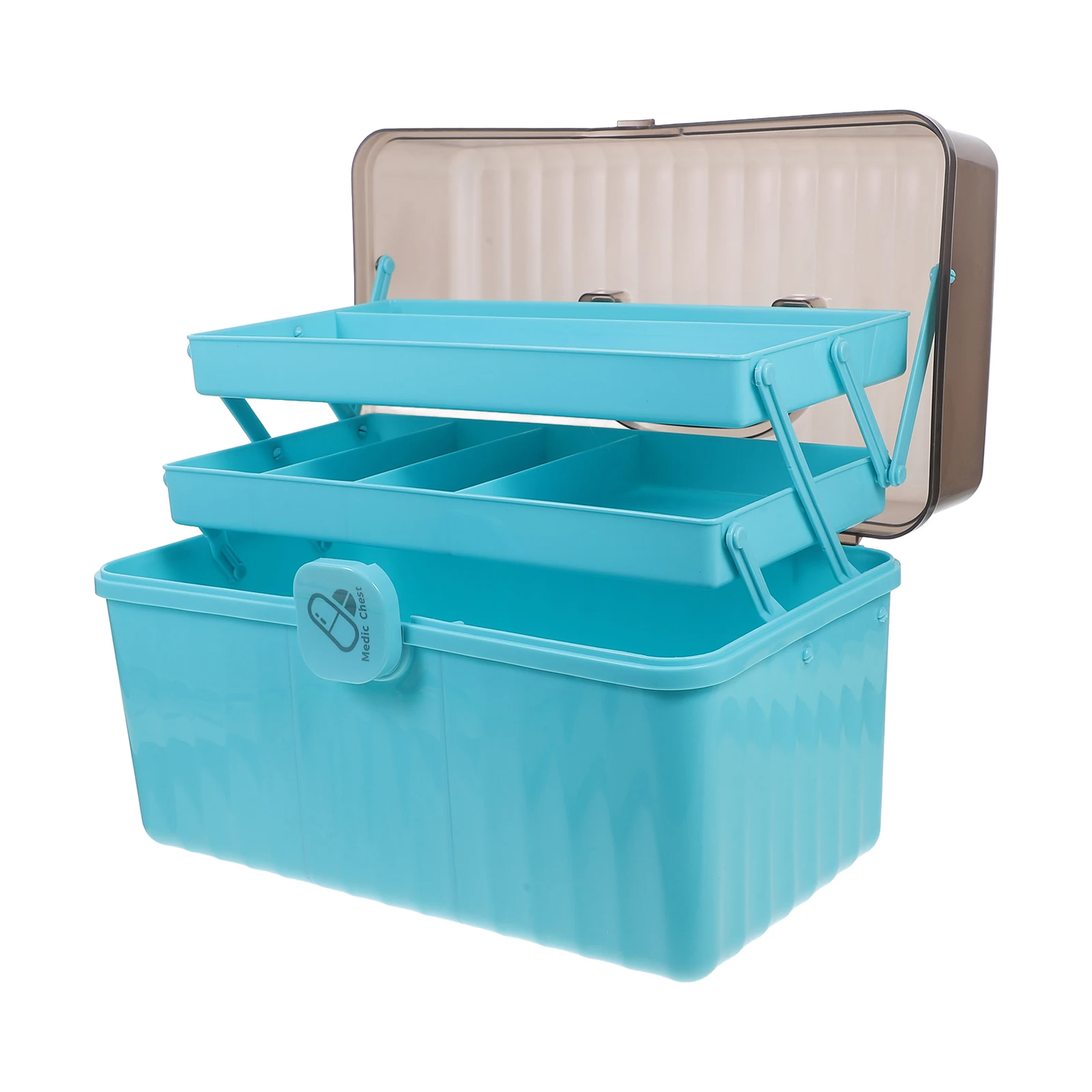 

Large Capacity Medicine Box First Aid Chest Empty Blue Storage Case Multi Layer Durable Sturdy H Travel Home Office School