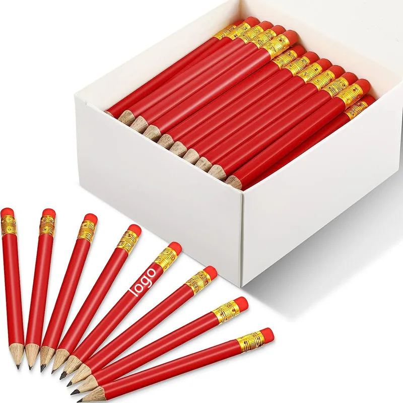 Personalized Custom Logo Can Be Laser-Engraved with Name and Date, Red Golf Pencil, 4inch Short Pencils, Suitable for Weddings, Parties, Corporate Brands, Schools, Offices, Holiday Gifts, Birthday Gifts
