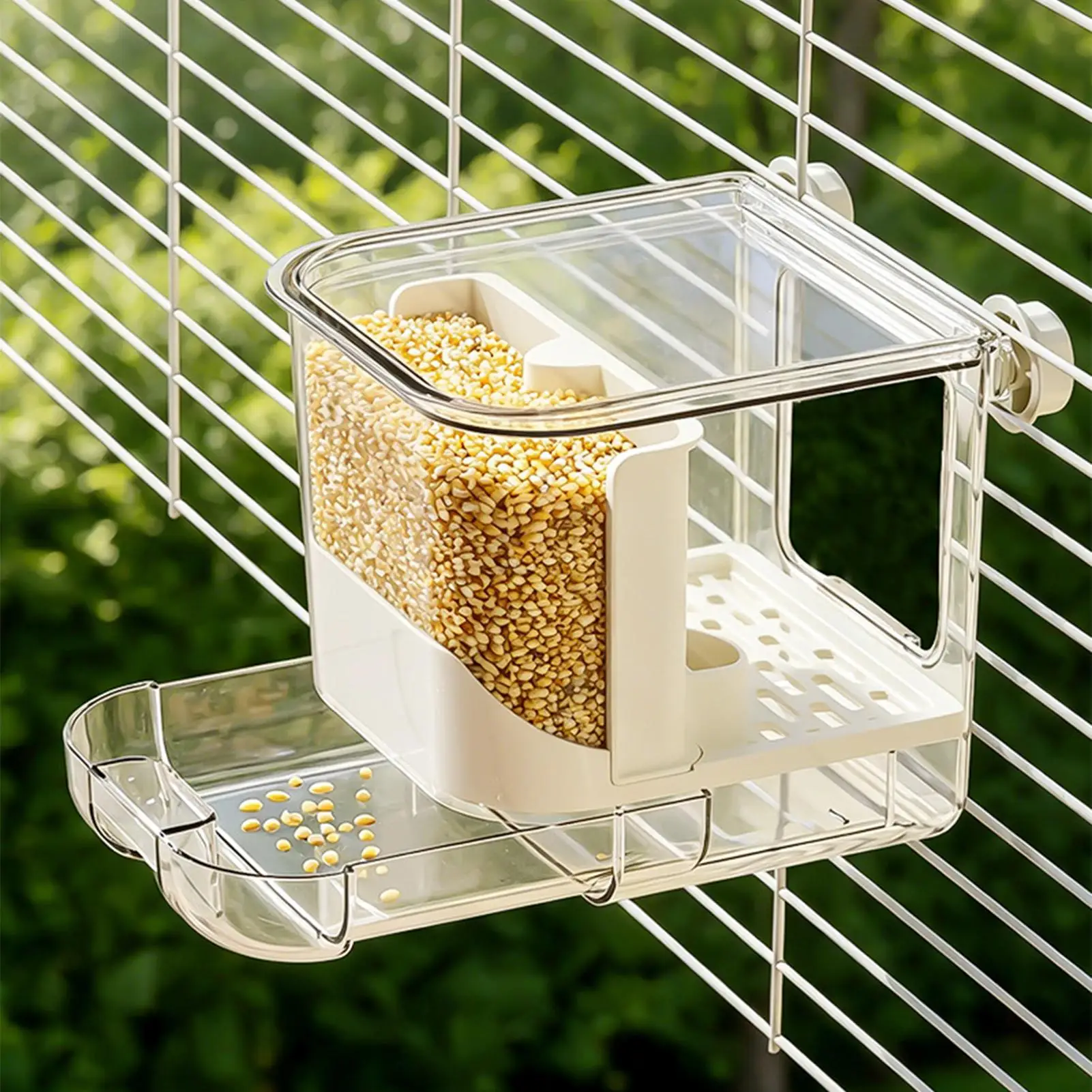 Bird Cage Feeder Large Capacity Automatic Clear Cage Accessories Indoor Bird Feeding Bowl for Canary Cockatiels Lovebirds