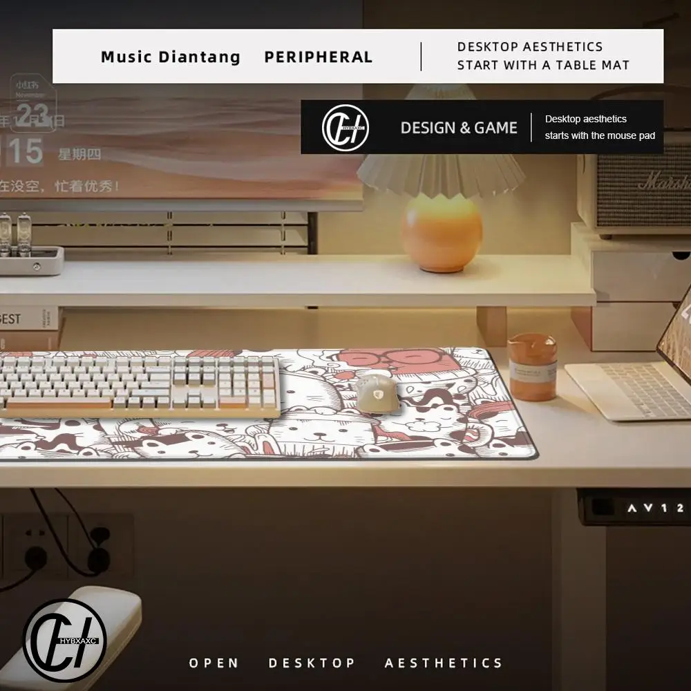 Tappetino per mouse simpatico gatto e mouse Tappetino per scrivania HD carino Tappetini per tastiera da gioco estesi Tappetino per mouse per giocatori XXL grande 90x40 cm