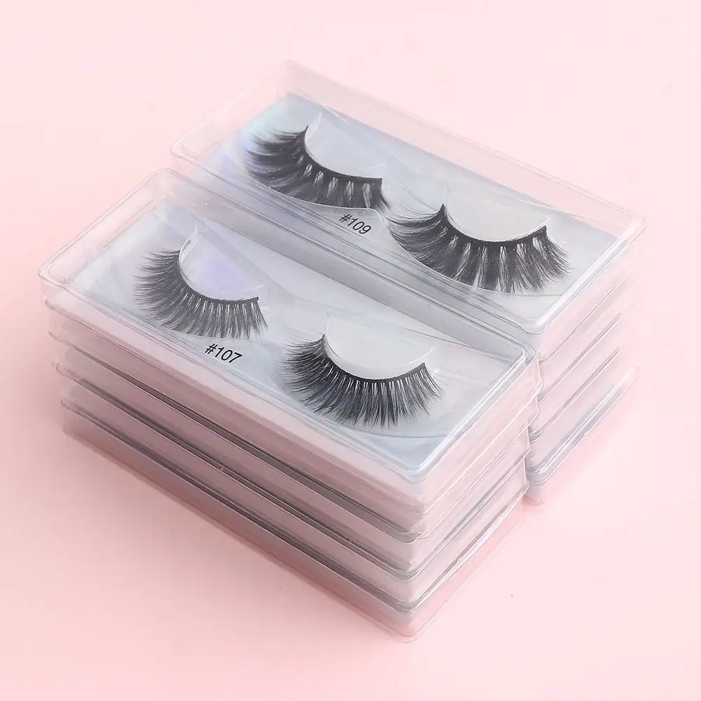 Extensión de ojos pestañas largas naturales pestañas postizas hechas a mano pelo de visón 3D Cruz delgada esponjosa