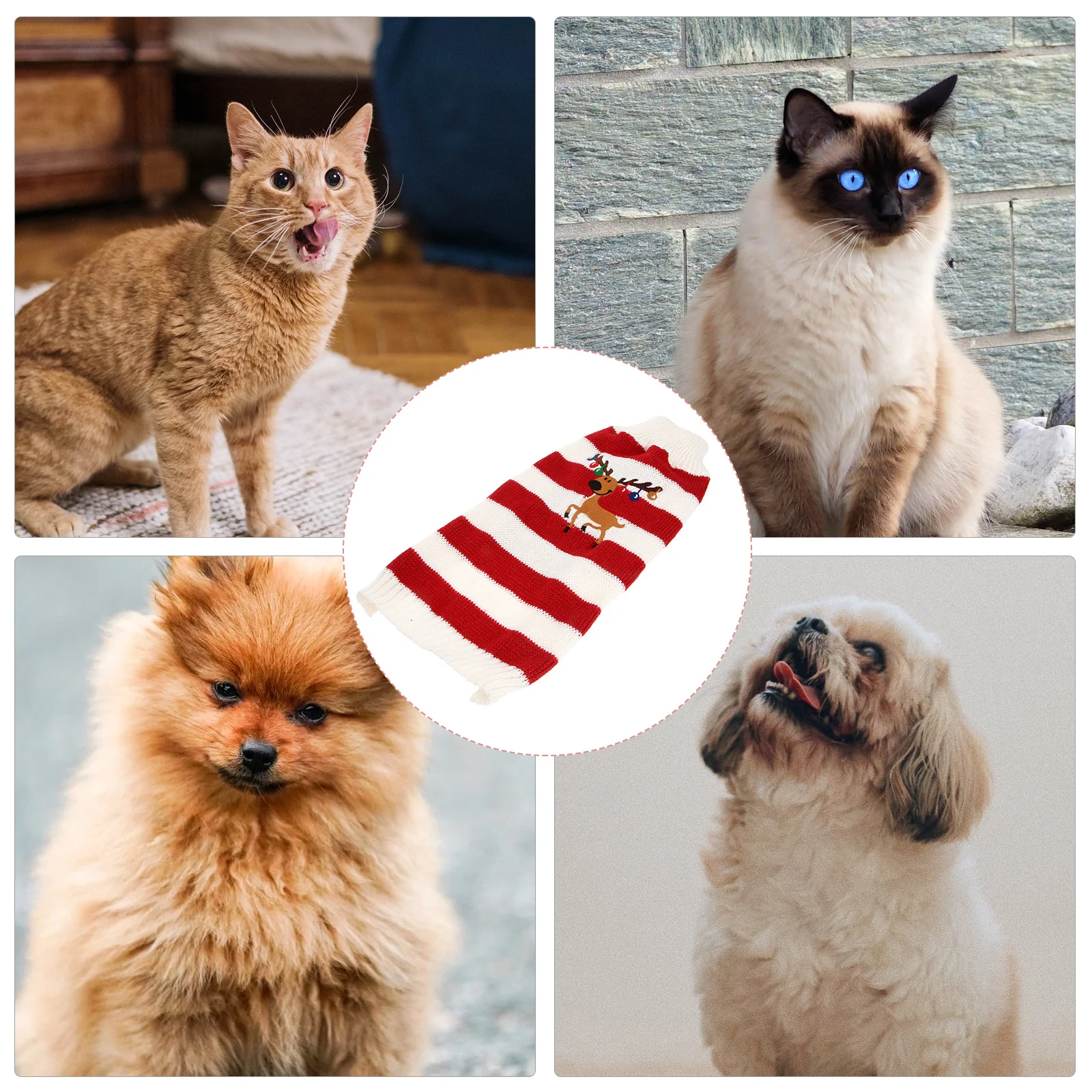 

Pet Christmas Clothes Red Elk Design Knit Dog Sweater for Warmth Festival Celebration Outfit No Sleeves Pullover Fit for Large