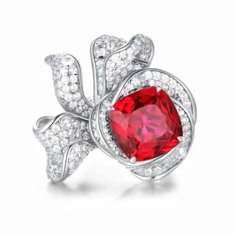 

ZOCA Luxury S925 Silver Ring With Ruby Gems Bowknot Shape Ring New Style For Finger Wear