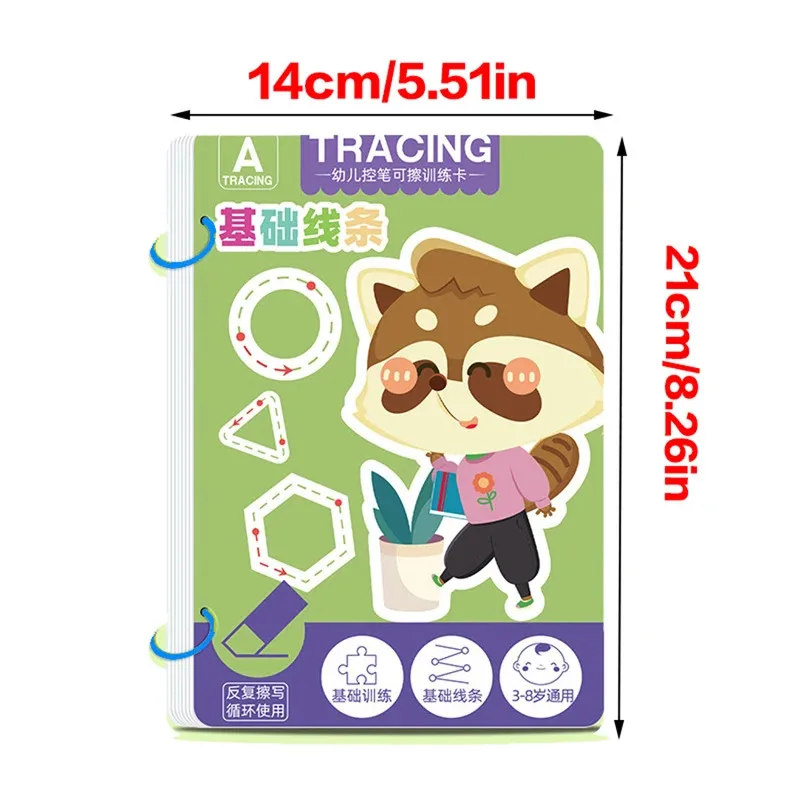 Reusable Magical Tracing Workbook - Pen Control Practice Book for Toddlers, Writing & Drawing Educational Toy