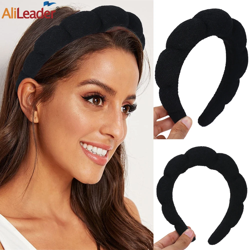 Girls Puffy Sponge Skincare Headband For Washing Face Hair Wash Big Croissant Headband Skin Care Headbands For Shower Yoga