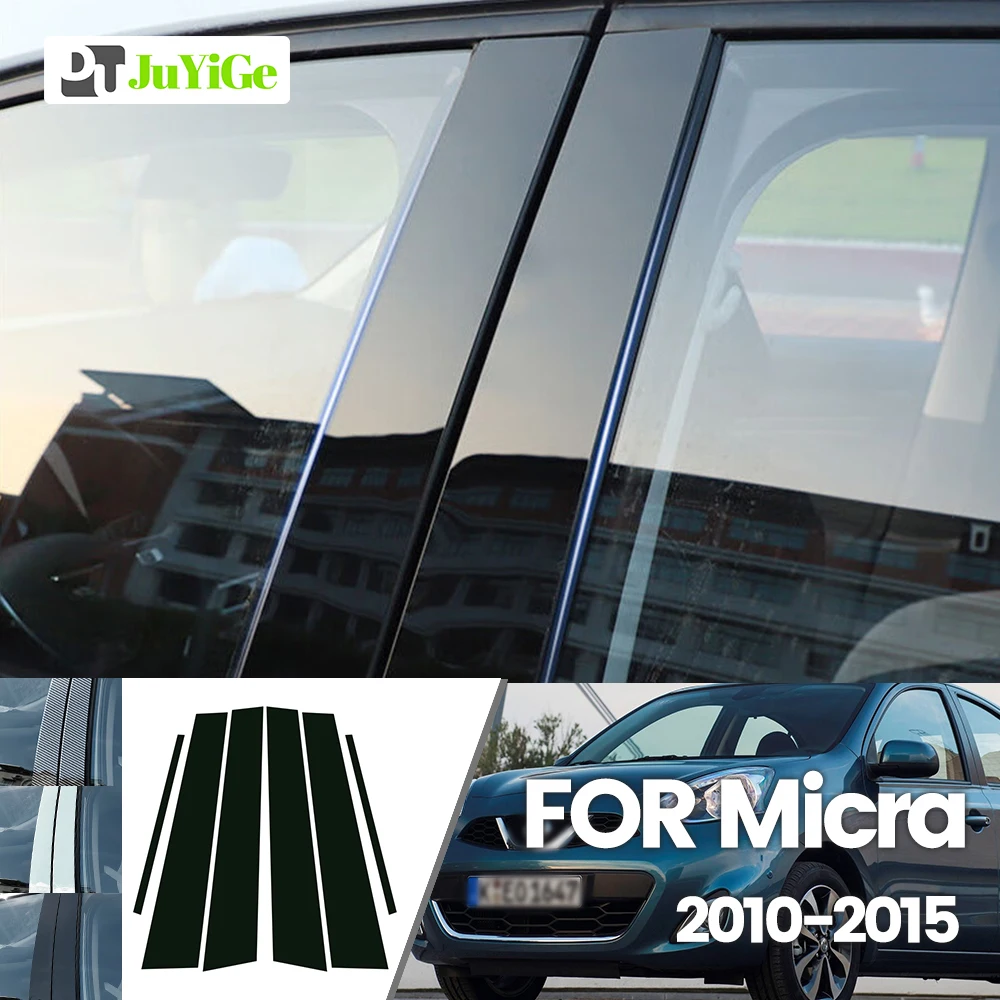 

For Nissan Micra 2010-2015 2011 2012 2013 2014 Bright Black Carbon Fibre Window Door B C Sticker