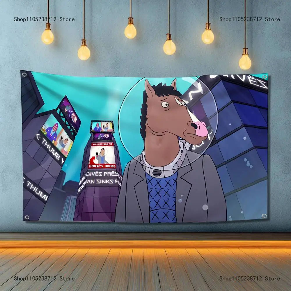 Cartoon B-BOJACKs H-HORSEMAN Flag Tapestry Banner For Bedroom Outdoor Living Room Restaurant Bar Wall Decor Party