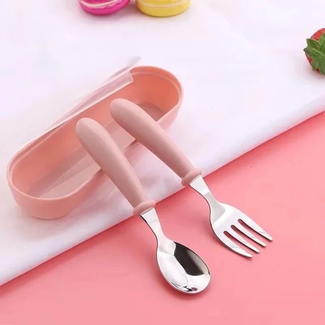 Aço inoxidável bebê gadgets conjunto de talheres dos desenhos animados da criança louça talheres utensílio infantil alimentação colher garfo