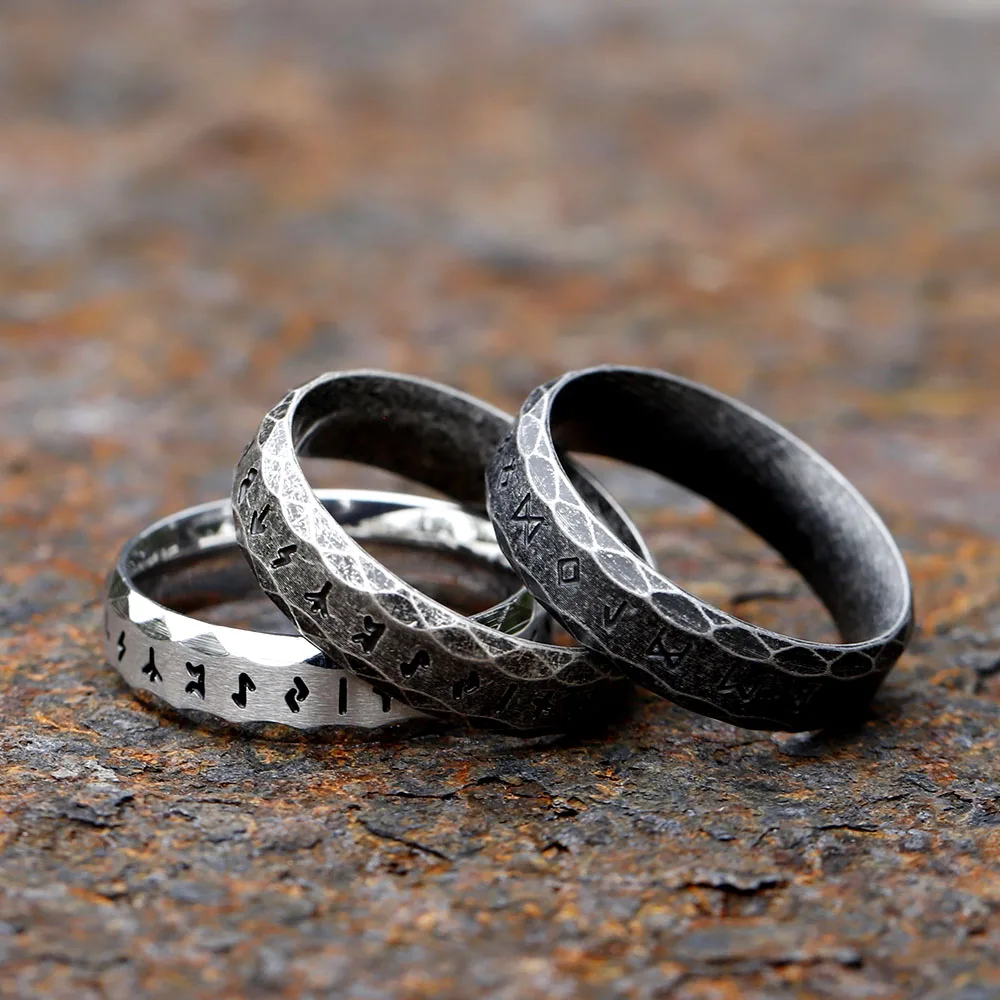 خاتم من الفولاذ المقاوم للصدأ للنساء ، طراز البونك ، عتيق ، ريترو ، مجوهرات للرجال ، فايكنغ ، تميمة ، ، نورس ، رون ، ذكر ، أنثى ، 6 ، خمر