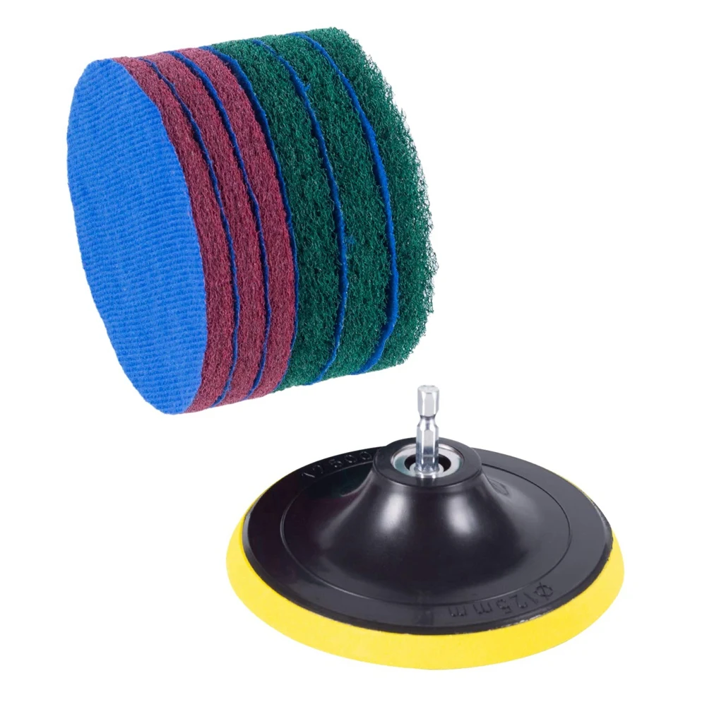 AA81-16 Pcs 5 Inch Drill Power Brush Tile Scrubber Scouring Pads Cleaning Kit,  (Drill NOT Included)