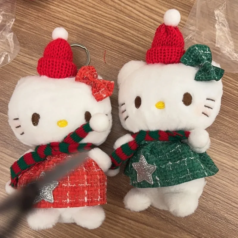 Kawaii Sanrio Hello Kitty Plush Toy Cute Christmas Series Anime Cartoon Backpack Pendant Girl Christmas Day Birthday Gift